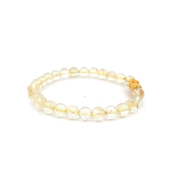 18K Gold Dragon Pixiu Piyao Lucky Charm Beads Bracelet Gemstones Citrine 6mm - Picture 8 of 9